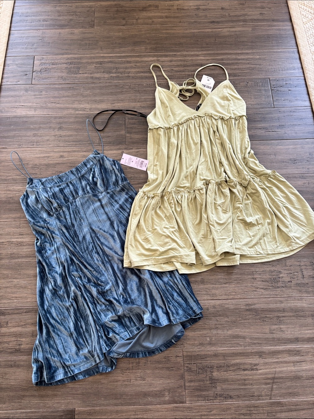 wild fable Blue Tie-Dye & Light Olive Green Tiered Sundress Set